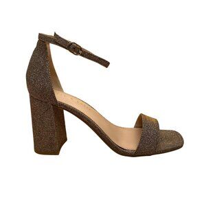 Kelly & Katie Women’s Bronze Glitter Ankle Strap Block Heel Caital Sandals Sz 9M